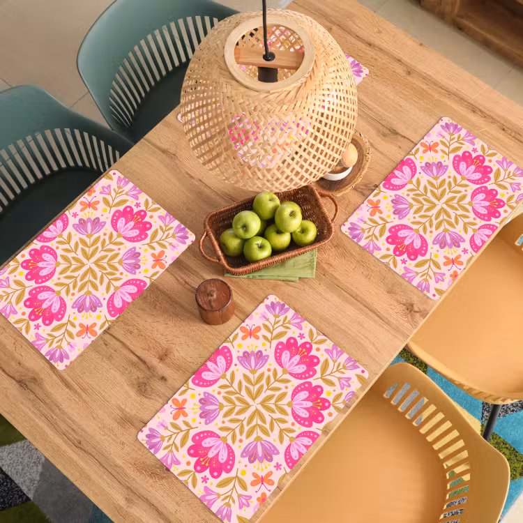 Bloemen - Patroon - Natuur - Abstract - Roze Placemat vinyl groot -zzsfeer5_Kitchenyeah-website