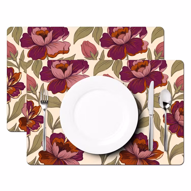 Bloemen - Patroon - Natuur - Modern - Paars Placemat vinyl groot -zzsfeer2_Kitchenyeah-website