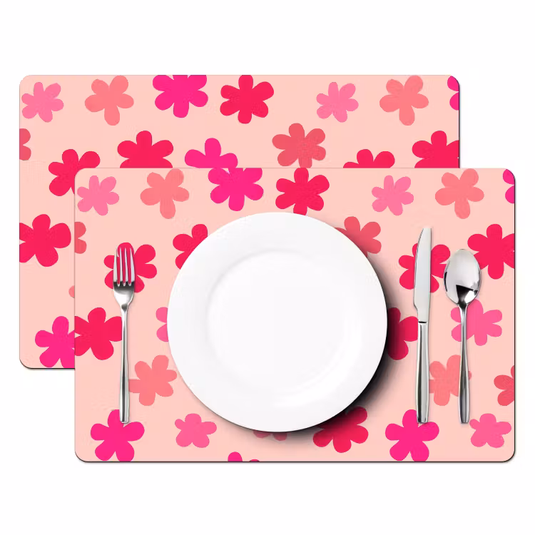 Bloemen - Patroon - Roze Placemat vinyl groot -zzsfeer2_Kitchenyeah-website