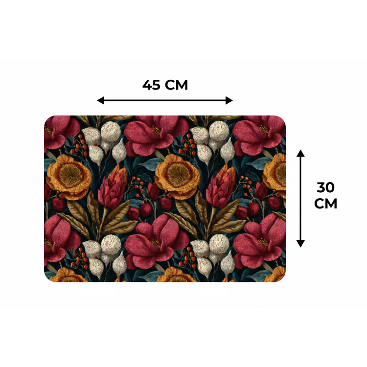 Bloemen - Patroon - Rood - Goud Placemat vinyl groot 368 -specs