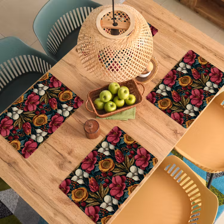 Bloemen - Patroon - Rood - Goud Placemat vinyl groot 368 -zzsfeer5_Kitchenyeah-website