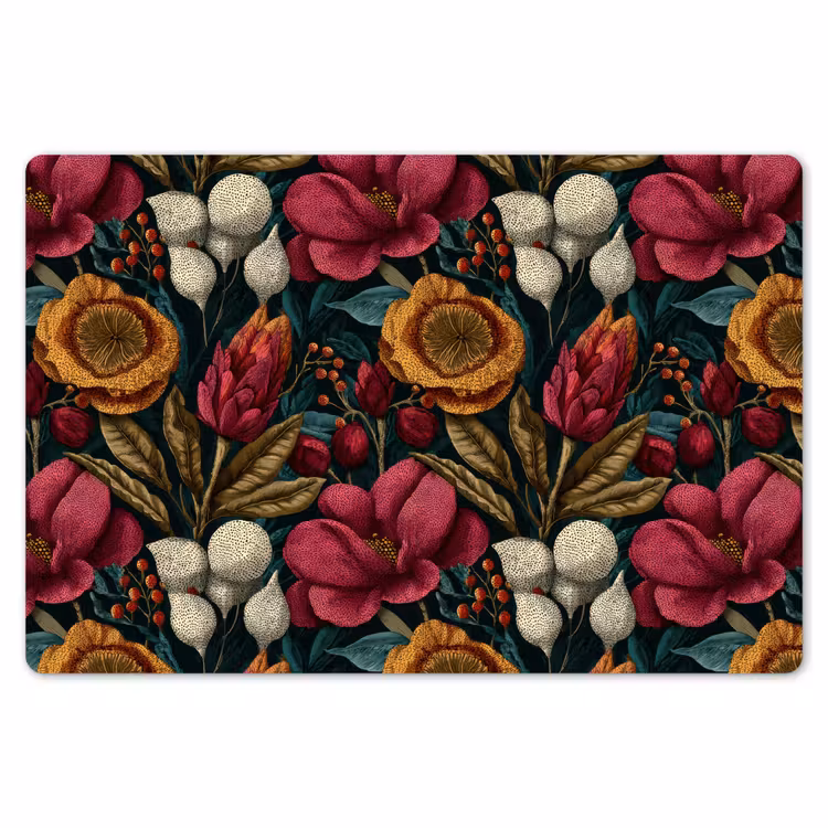 Bloemen - Patroon - Rood - Goud Placemat vinyl groot 368 -zzsfeer1_Kitchenyeah-website