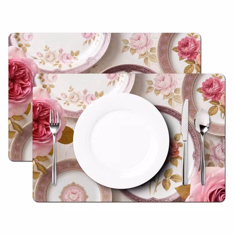 Bloemen - Patroon - Vintage - Roze - Decoratie Placemat vinyl groot -zzsfeer2_Kitchenyeah-website