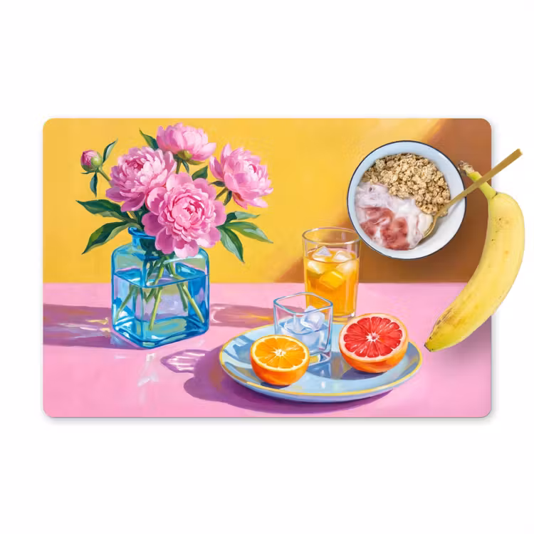 Placemat - 6 pieces - Flowers - Pink - Modern - Bloemen - Roze - Modern Placemat vinyl groot