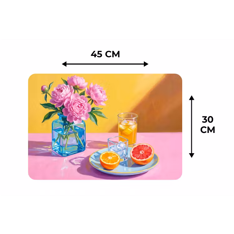Placemat - 6 pieces - Flowers - Pink - Modern - Bloemen - Roze - Modern Placemat vinyl groot