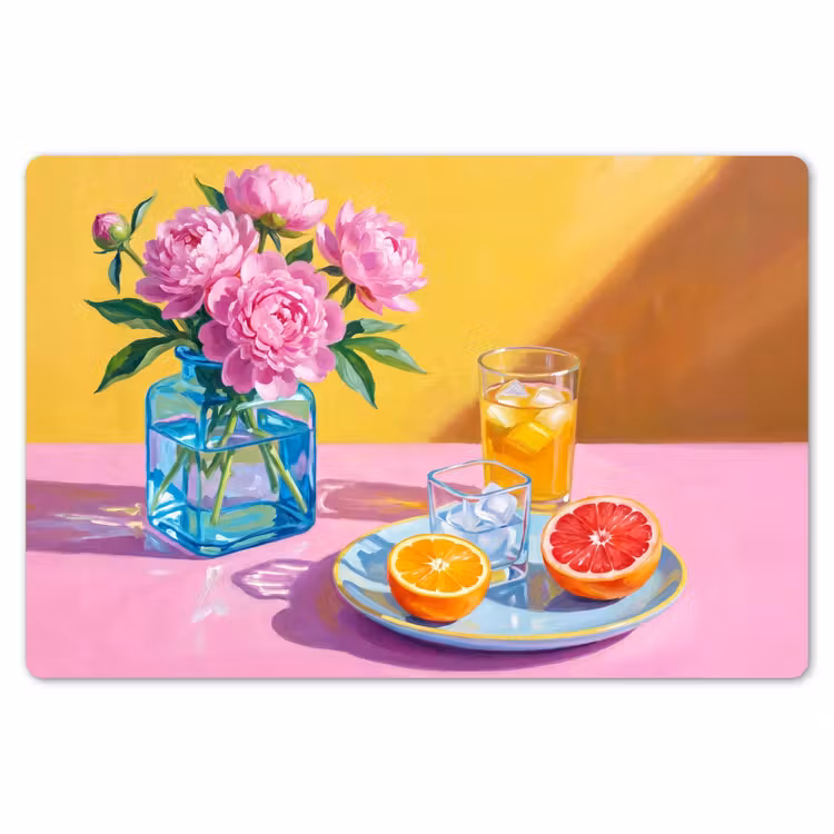 Placemat - 6 pieces - Flowers - Pink - Modern - Bloemen - Roze - Modern Placemat vinyl groot