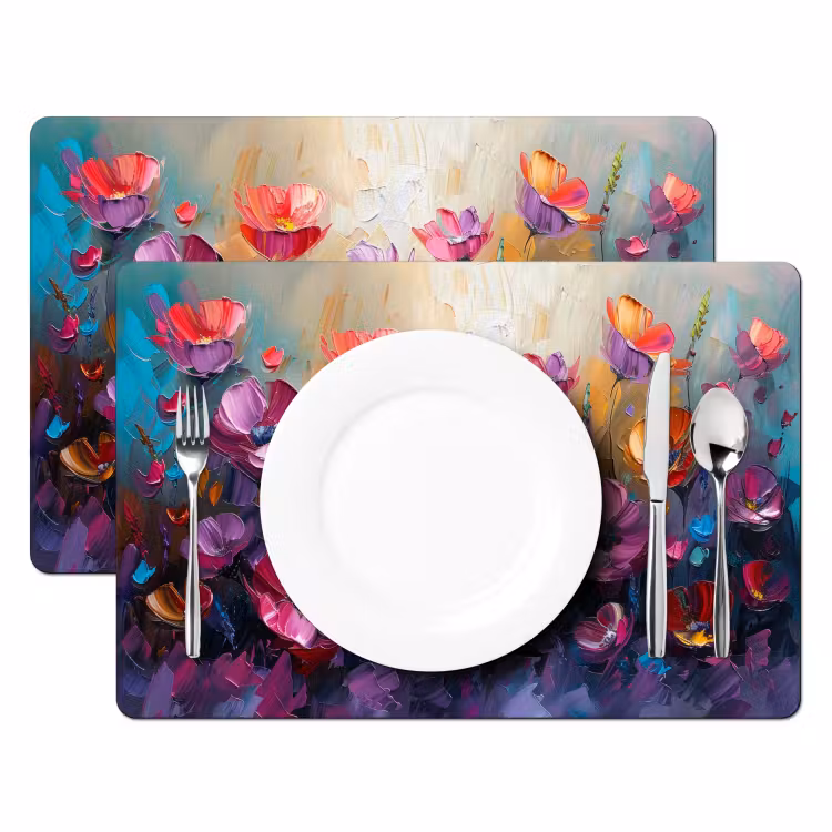 Bloemen - Paars - Kleurrijk - Handgeschilderd - Kunst Placemat vinyl groot -zzsfeer2_Kitchenyeah-website