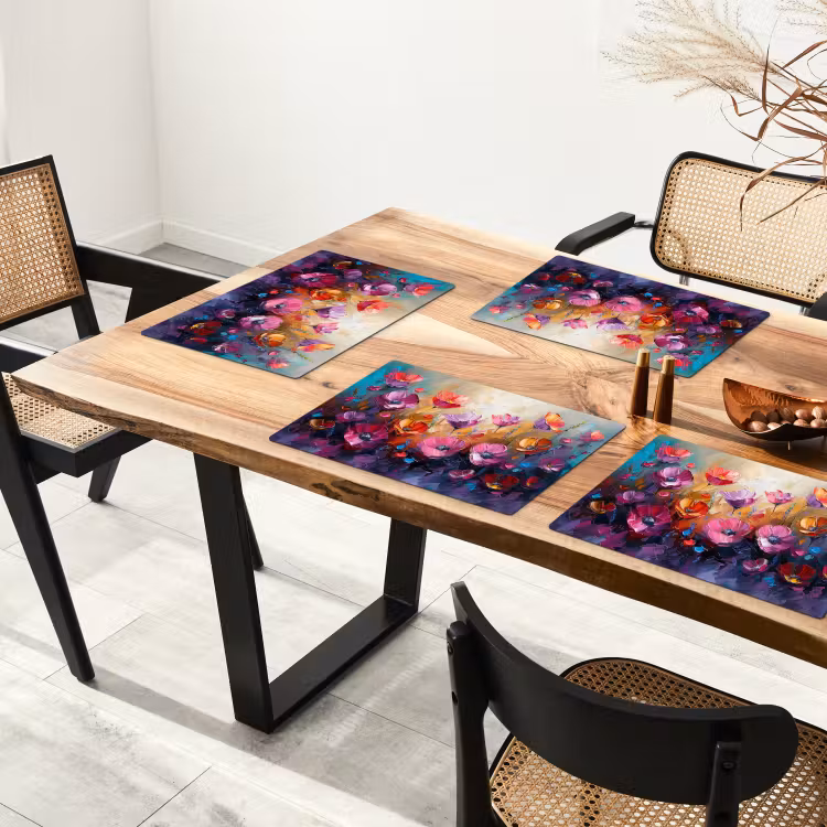 Bloemen - Paars - Kleurrijk - Handgeschilderd - Kunst Placemat vinyl groot -zzsfeer4_Kitchenyeah-website