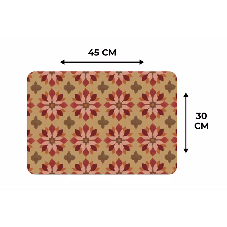 Bloemen - Retro - Groen Placemat vinyl groot 368 -specs