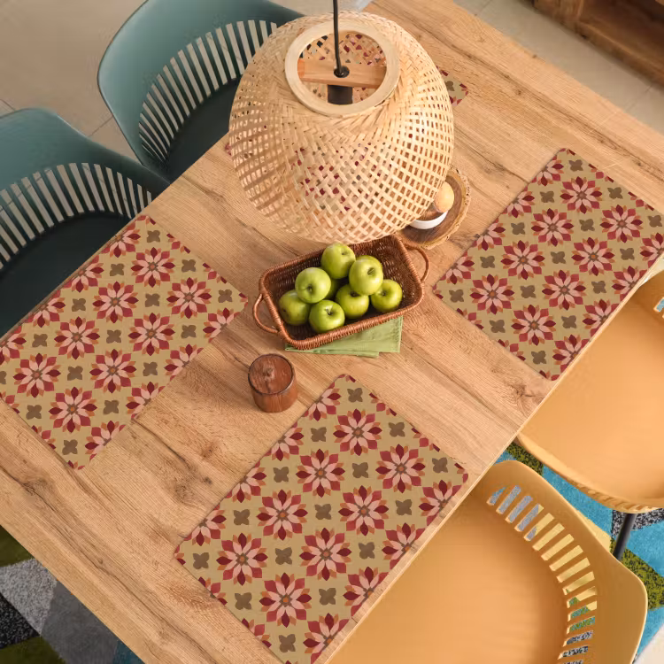 Bloemen - Retro - Groen Placemat vinyl groot 368 -zzsfeer5_Kitchenyeah-website
