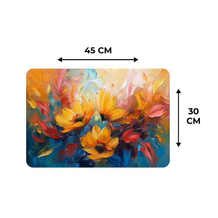 Bloemen - Zonnebloemen - Kunst - Geel Placemat vinyl groot -specs