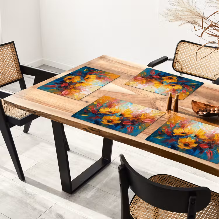 Bloemen - Zonnebloemen - Kunst - Geel Placemat vinyl groot -zzsfeer4_Kitchenyeah-website