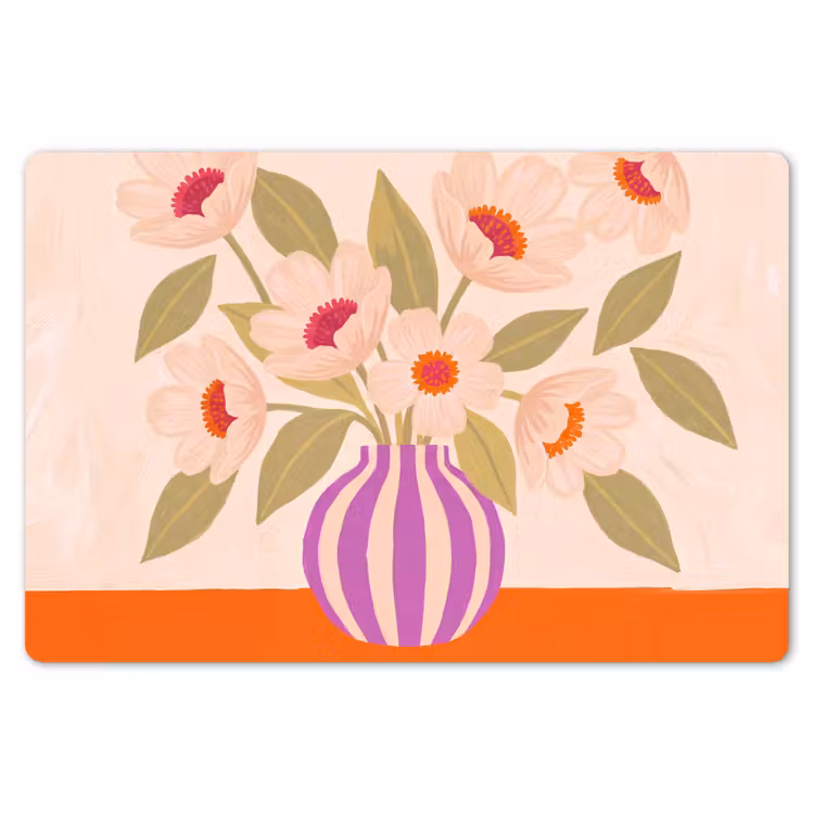 Bloemen - Vaas - Abstract - Paars - Oranje Placemat vinyl groot -zzsfeer1_Kitchenyeah-website
