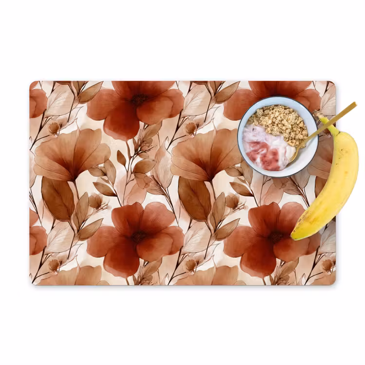 Bloemen - Aquarel - Botanisch - Terracotta Placemat vinyl groot 368 -zzzproduct_Kitchenyeah-website