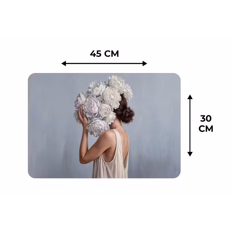 Bloemen - Vrouw - Wit Placemat vinyl groot -specs
