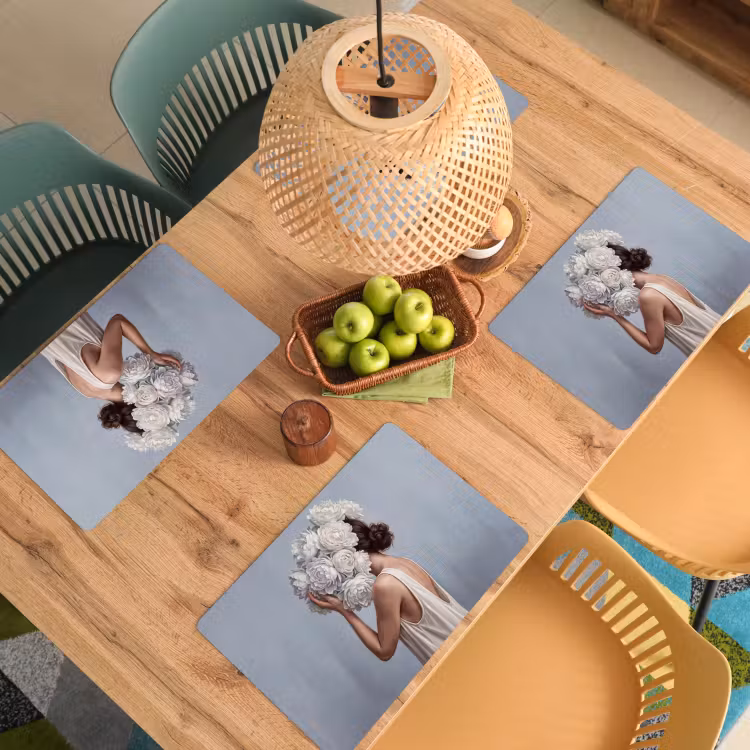 Bloemen - Vrouw - Wit Placemat vinyl groot -zzsfeer5_Kitchenyeah-website
