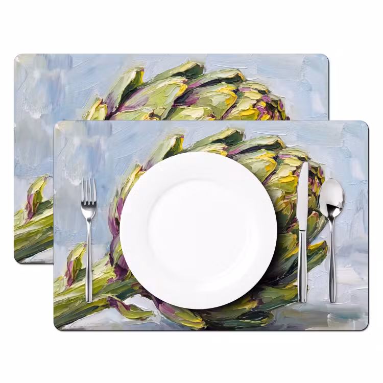 Placemat - 6 pieces - Food - Artichoke - Modern - Eten - Artisjok - Modern Placemat vinyl groot