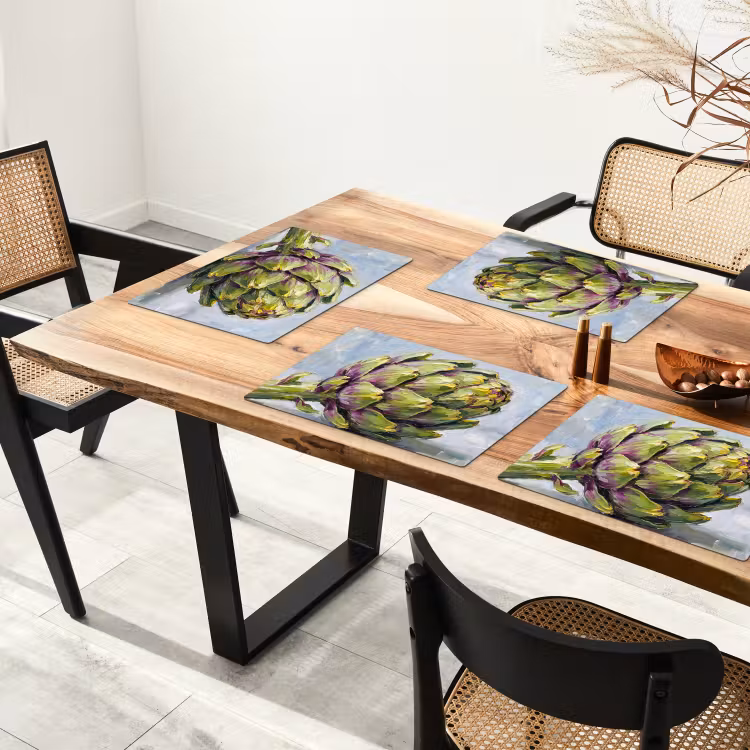 Placemat - 6 pieces - Food - Artichoke - Modern - Eten - Artisjok - Modern Placemat vinyl groot