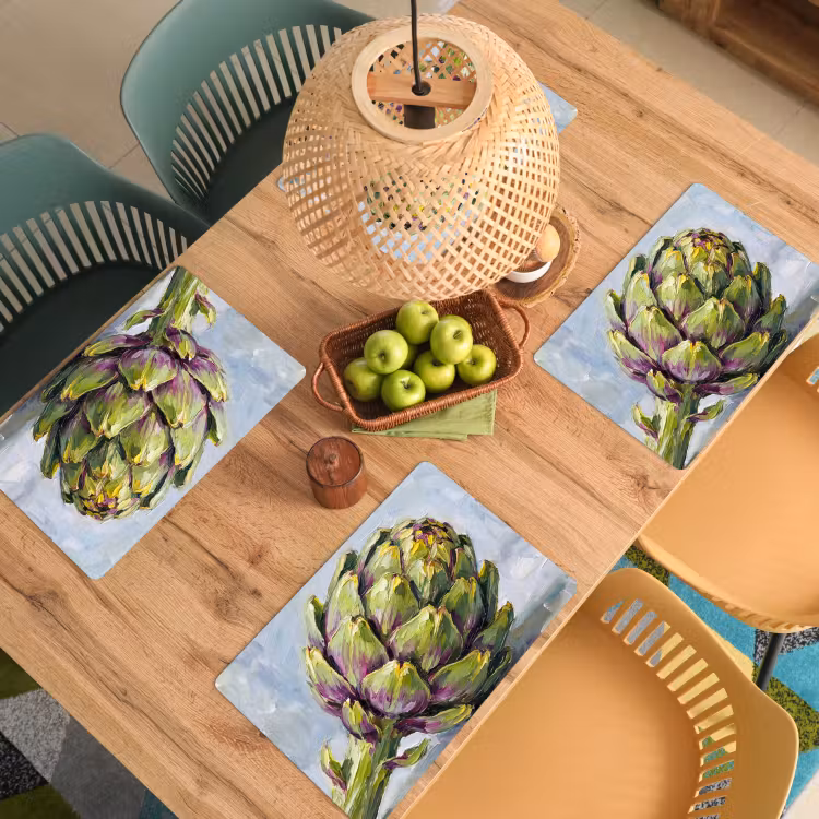 Placemat - 6 pieces - Food - Artichoke - Modern - Eten - Artisjok - Modern Placemat vinyl groot