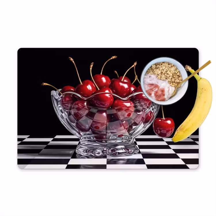 Placemat - 6 pieces - Food - Cherries - Red - Eten - Kersen - Rood Placemat vinyl groot