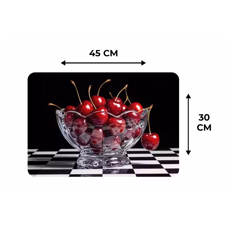 Placemat - 6 pieces - Food - Cherries - Red - Eten - Kersen - Rood Placemat vinyl groot