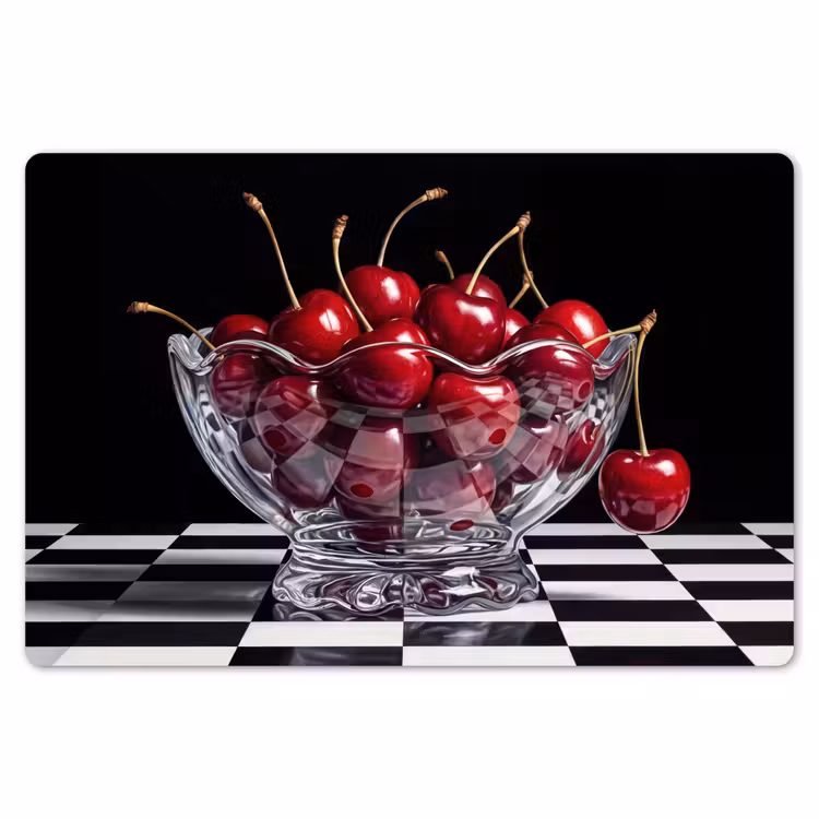 Placemat - 6 pieces - Food - Cherries - Red - Eten - Kersen - Rood Placemat vinyl groot