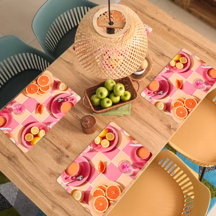 Eten - Citrusvruchten - Stillevens - Roze - Oranje Placemat vinyl groot -zzsfeer5_Kitchenyeah-website
