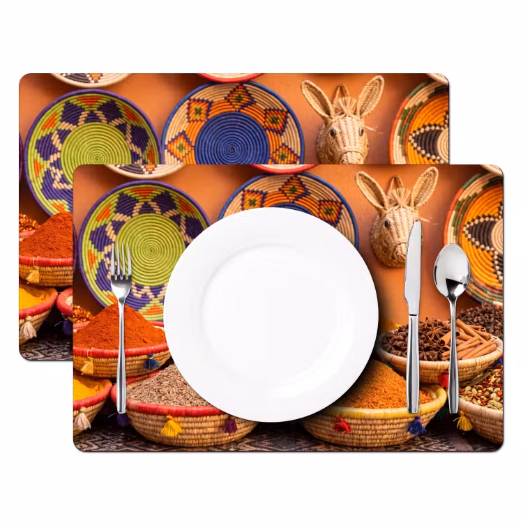 Placemat - 6 pieces - Food - Colorful - Culture - Eten - Kleurrijk - Cultuur Placemat vinyl groot