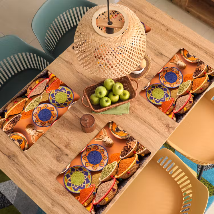 Placemat - 6 pieces - Food - Colorful - Culture - Eten - Kleurrijk - Cultuur Placemat vinyl groot
