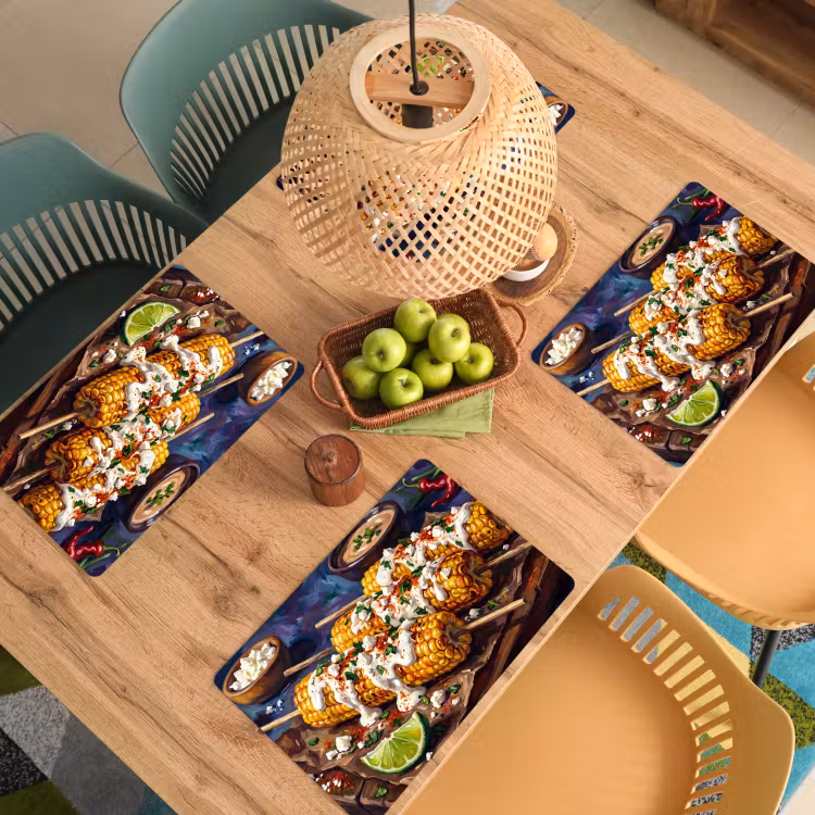 Eten - Maïs - Saus - Geschilderd - Geel Placemat vinyl groot -zzsfeer5_Kitchenyeah-website