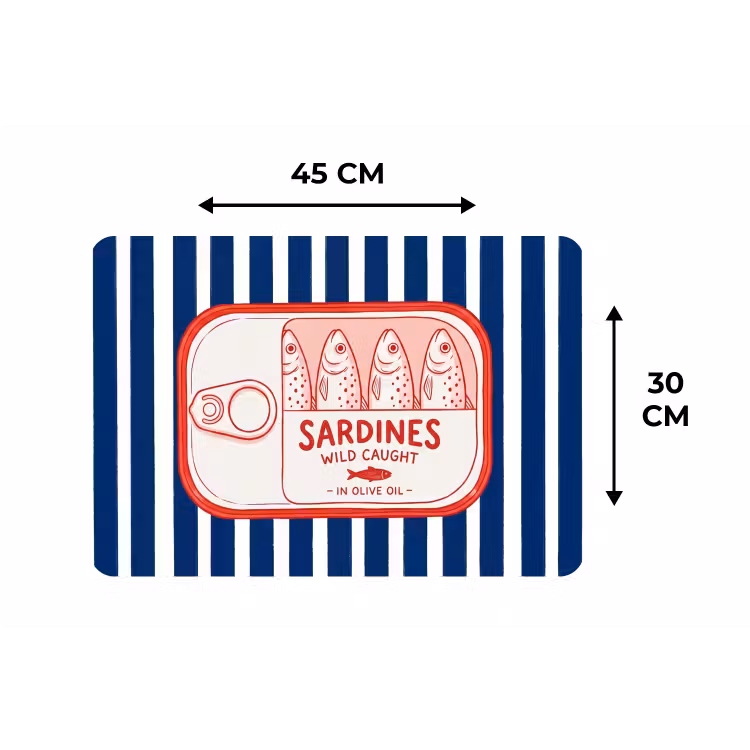 Eten - Vis - Blik - Illustratie - Rood Placemat vinyl groot -specs