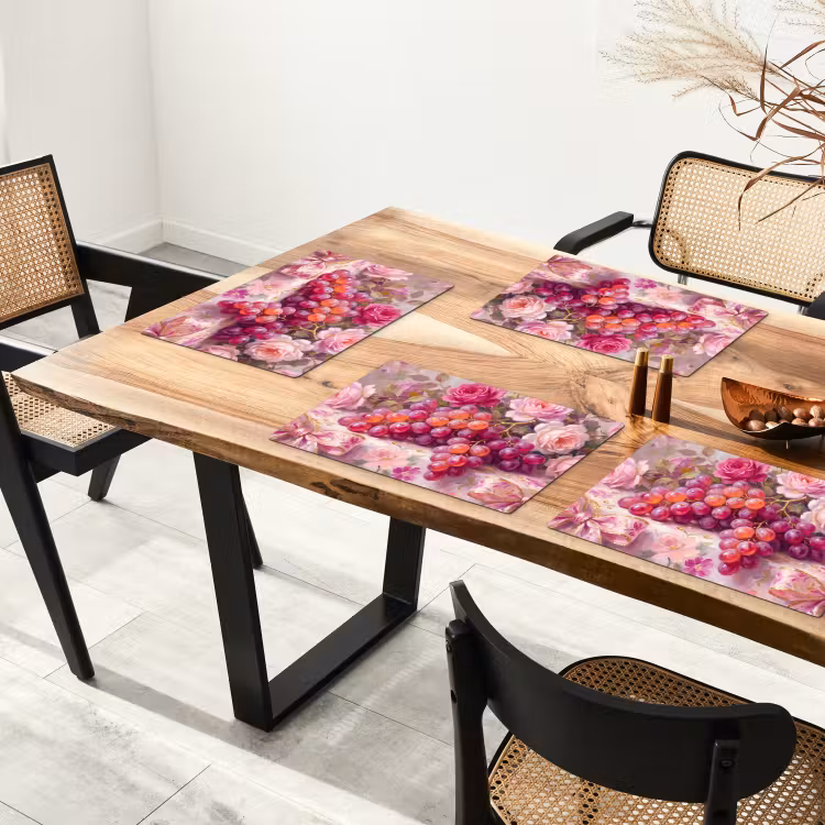 Eten - Bloemen - Stilleven - Roze - Goud Placemat vinyl groot -zzsfeer4_Kitchenyeah-website