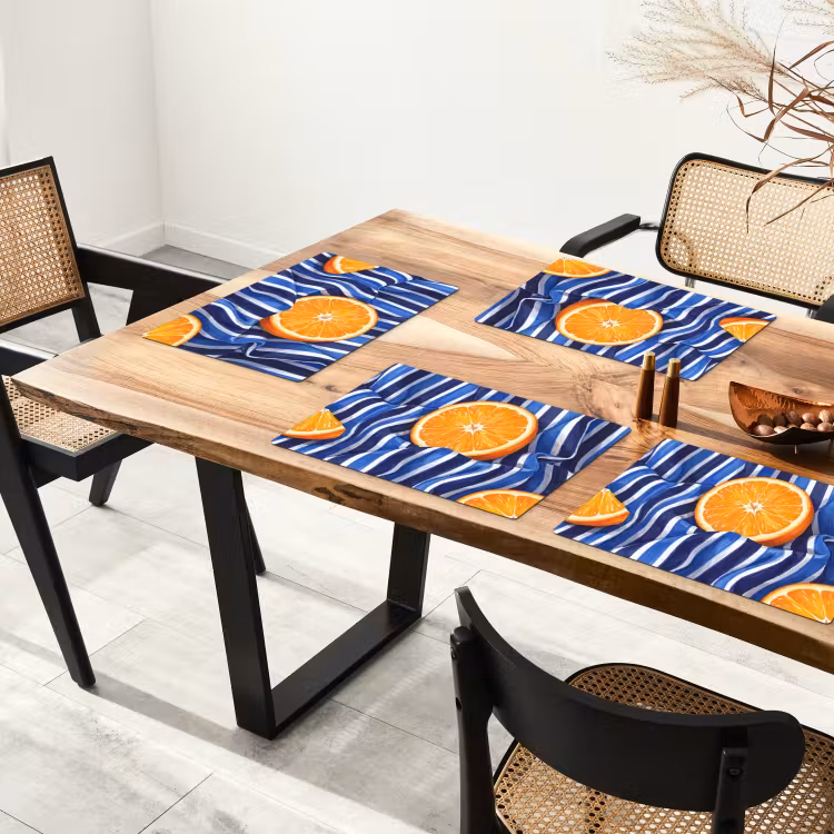 Placemat - 6 pieces - Food - Fruit - Orange - Eten - Fruit - Oranje Placemat vinyl groot