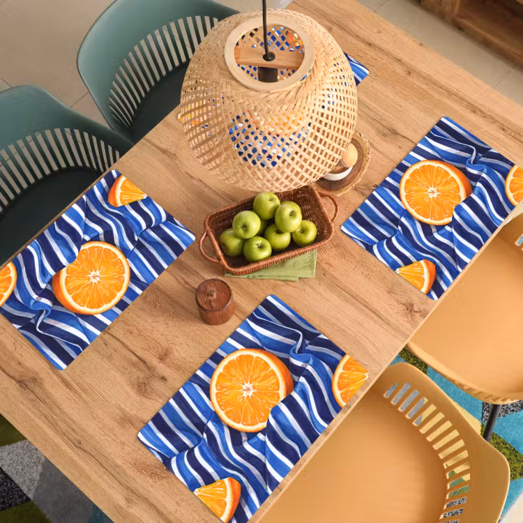 Placemat - 6 pieces - Food - Fruit - Orange - Eten - Fruit - Oranje Placemat vinyl groot