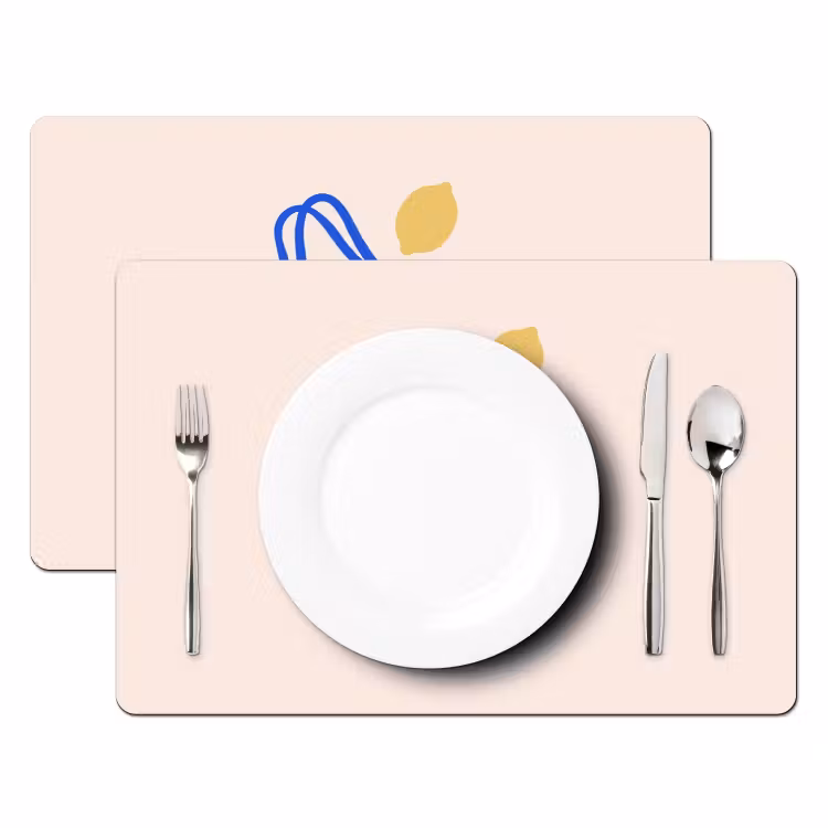 Eten - Citroen - Boodschappen - Abstract - Geel - Blauw Placemat vinyl groot -zzsfeer2_Kitchenyeah-website
