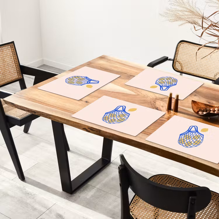 Eten - Citroen - Boodschappen - Abstract - Geel - Blauw Placemat vinyl groot -zzsfeer4_Kitchenyeah-website