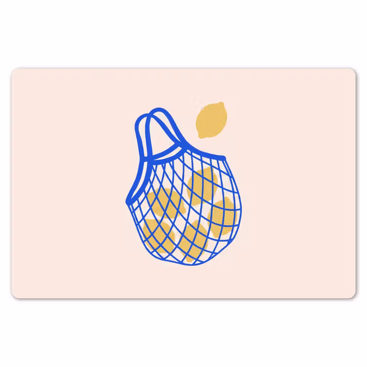 Eten - Citroen - Boodschappen - Abstract - Geel - Blauw Placemat vinyl groot -zzsfeer1_Kitchenyeah-website