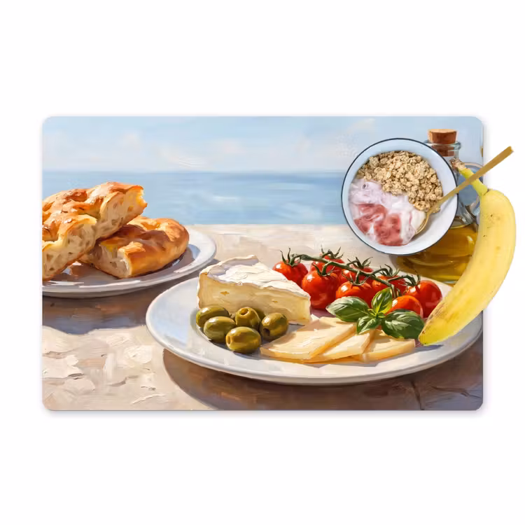 Eten - Middellandse Zee - Natuur - Geschilderd Placemat vinyl groot -zzzproduct_Kitchenyeah-website