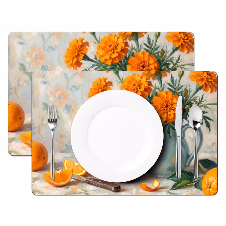 Placemat - 6 pieces - Food - Orange - Art - Eten - Oranje - Kunst Placemat vinyl groot