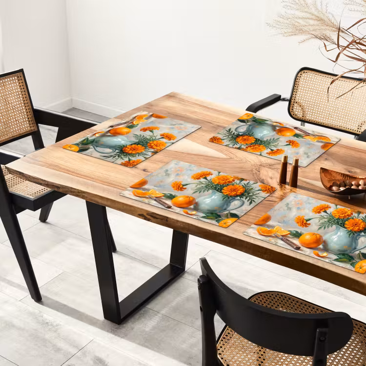 Placemat - 6 pieces - Food - Orange - Art - Eten - Oranje - Kunst Placemat vinyl groot