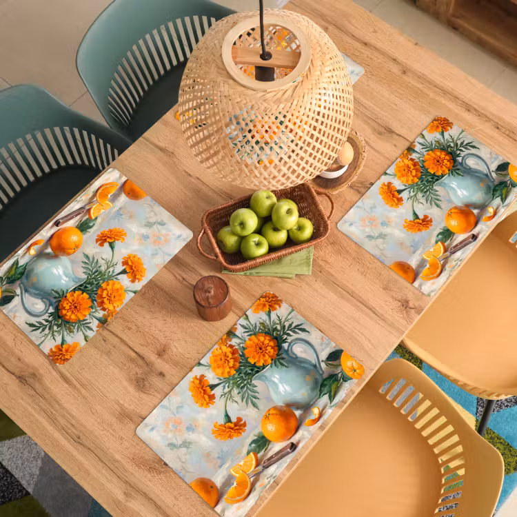 Placemat - 6 pieces - Food - Orange - Art - Eten - Oranje - Kunst Placemat vinyl groot