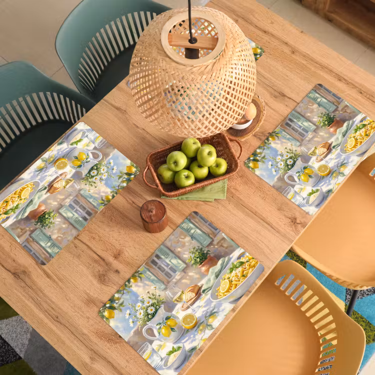 Eten - Terras - Zomer - Geschilderd - Geel Placemat vinyl groot -zzsfeer5_Kitchenyeah-website