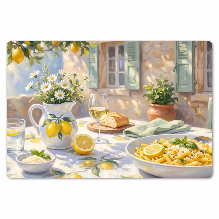 Eten - Terras - Zomer - Geschilderd - Geel Placemat vinyl groot -zzsfeer1_Kitchenyeah-website