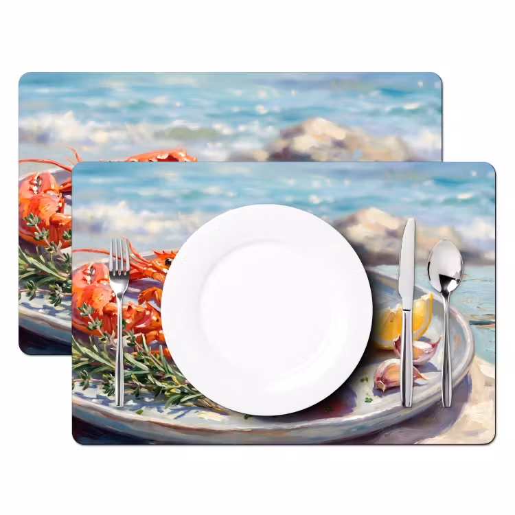 Eten - Zee - Kust - Modern - Blauw Placemat vinyl groot -zzsfeer2_Kitchenyeah-website