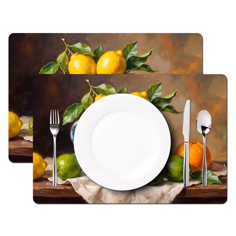 Placemat - 6 pieces - Food - Still Life - Classical - Eten - Stilleven - Klassiek Placemat vinyl groot