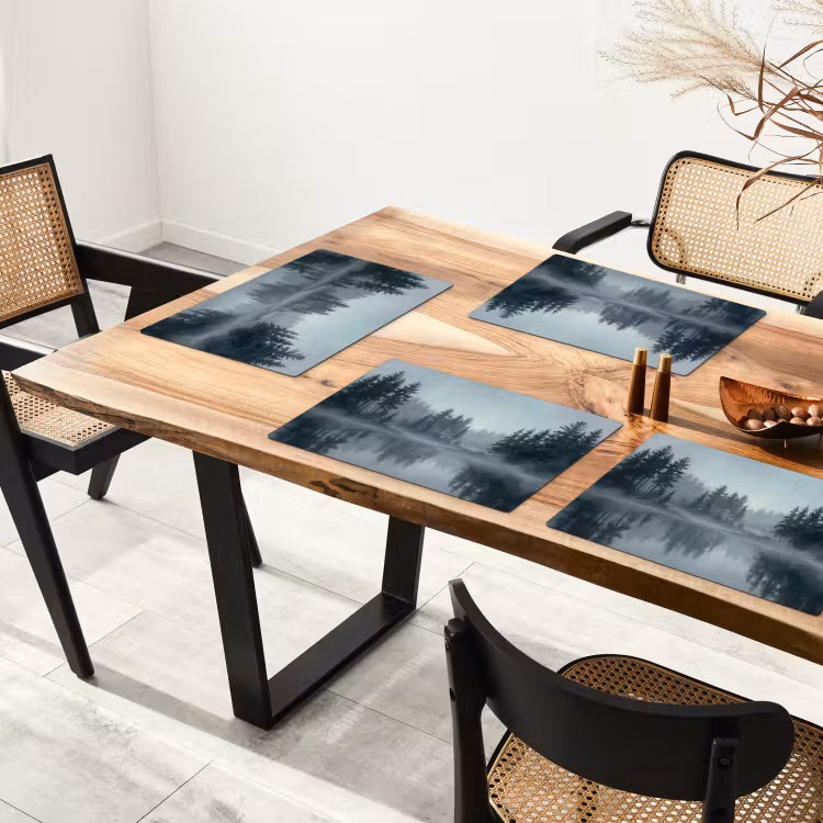 Bos - Meer - Mist - Natuur - Grijs Placemat vinyl groot -zzsfeer4_Kitchenyeah-website