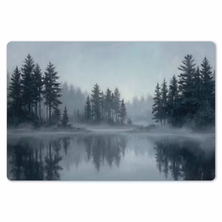 Bos - Meer - Mist - Natuur - Grijs Placemat vinyl groot -zzsfeer1_Kitchenyeah-website