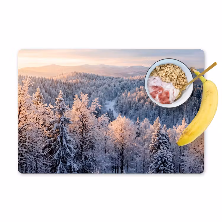 Bos - Bergen - Goud - Winter - Warm Placemat vinyl groot -zzzproduct_Kitchenyeah-website