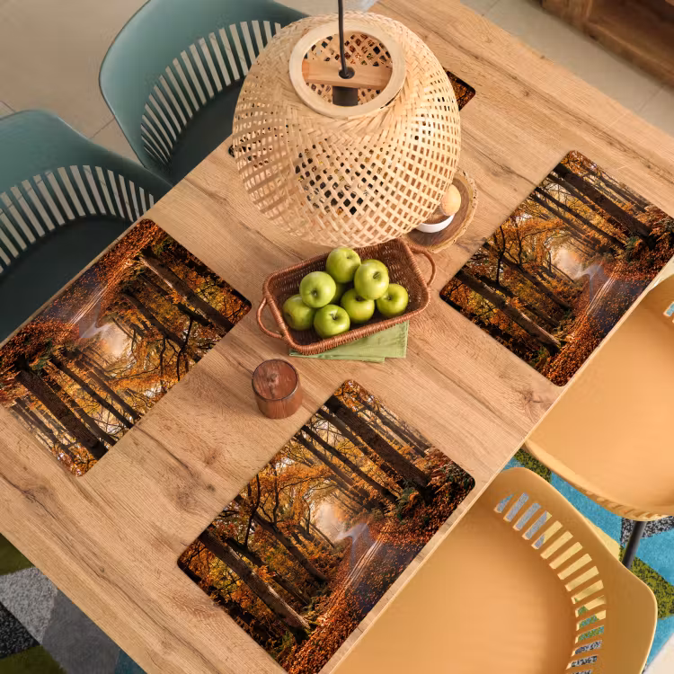 Bospad - Herfstbos - Bladeren - Oranje - Nostalgisch Placemat vinyl groot -zzsfeer5_Kitchenyeah-website