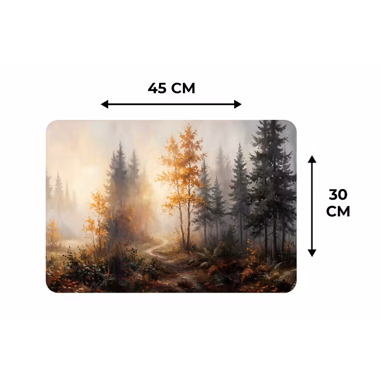 Bospad - Herfstbladeren - Natuur - Schilderachtig - Oranje Placemat vinyl groot -specs